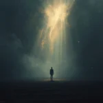 Lucid Origin. A cinematic poetic vision of reincarnation, a man standing